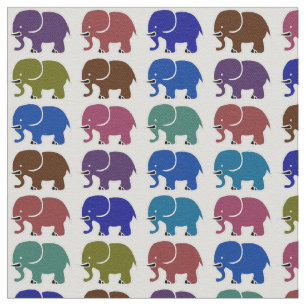 cute fabric with colourful elephants pattern