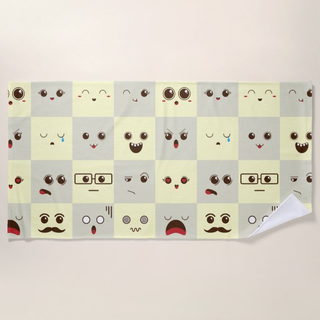 Cute face beach towel (Front)