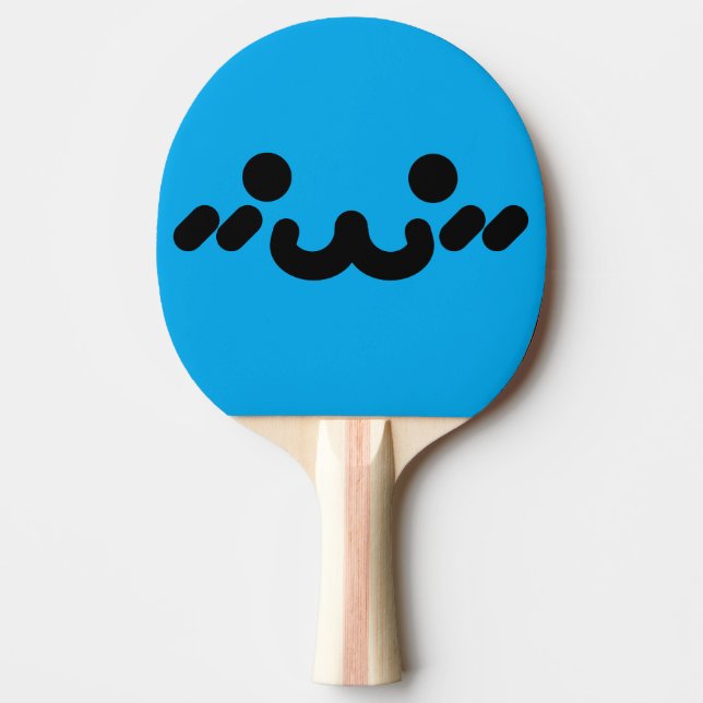 Cute Face Blue Ping Pong Paddle (Front)
