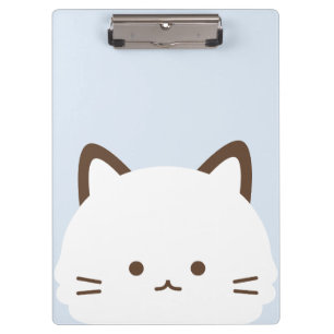 Cute face cat with pastel blue background clipboard