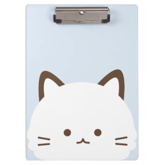 Cute face cat with pastel blue background clipboard