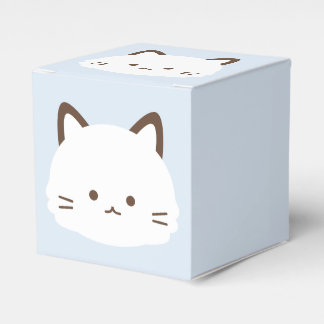 Cute face cat with pastel blue background favour box
