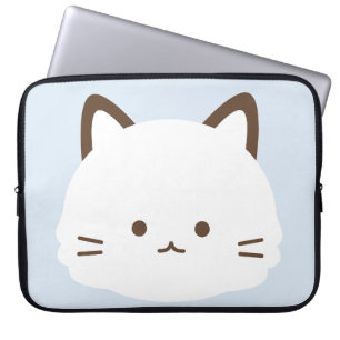 Cute face cat with pastel blue background laptop sleeve