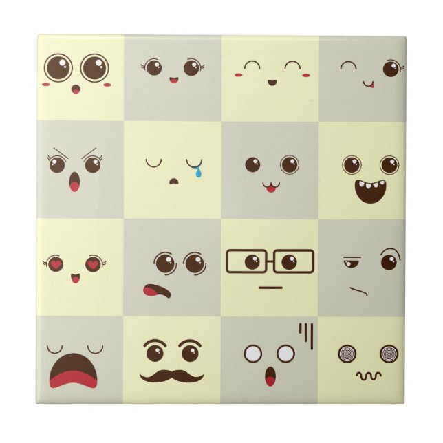 Cute face ceramic tile (Front)
