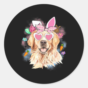 Cute Face Golden Retriever Happy Easter Animal Dog Classic Round Sticker