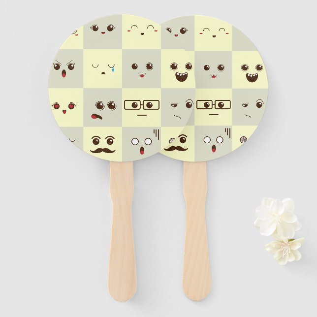 Cute face hand fan (Front and Back)