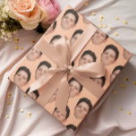 Cute Face or Pet Photo Peach Gift Wrapping Paper<br><div class="desc">Simple template. Upload a tightly cropped png of any object with the background removed (many ai phone applications available) and you can be wrapping gifts in the recipient's face,  cat,  or any object you'd like. Set on a solid peach fuzz pink background</div>