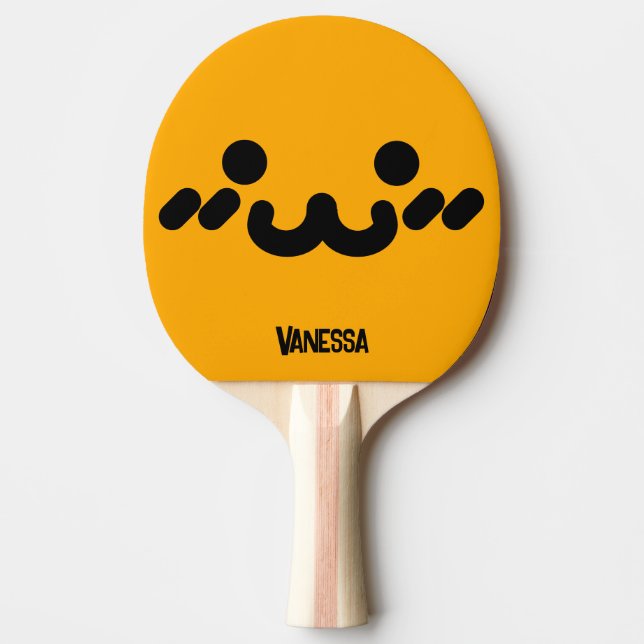 Cute Face Orange with Name Ping Pong Paddle (Front)