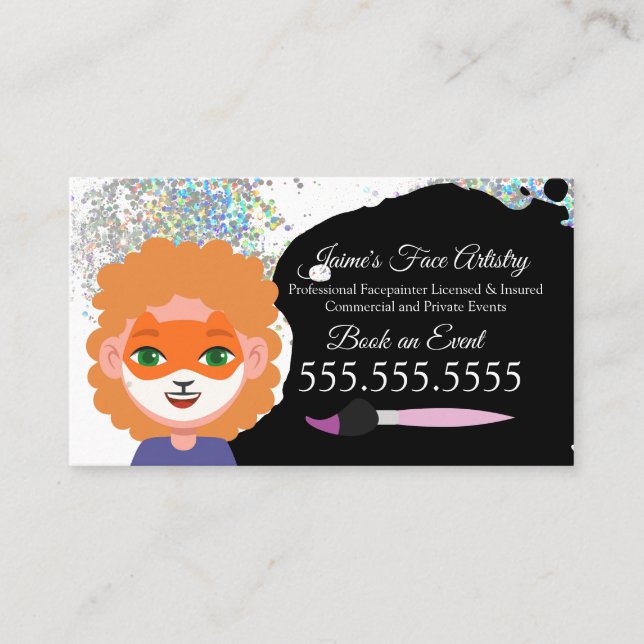 Cute Face Painting Facepainter Clown  Business Card (Front)