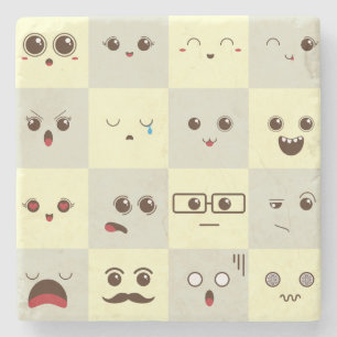 Cute face stone coaster