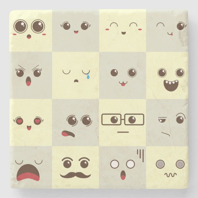 Cute face stone coaster (Front)