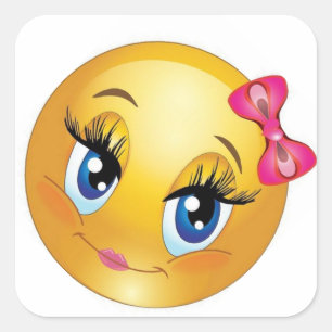 Cute Face with Bow Square Sticker