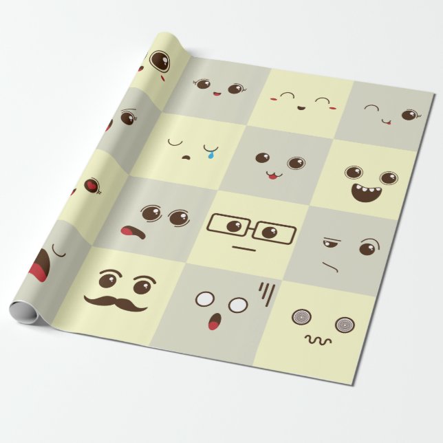 Cute face wrapping paper (Unrolled)