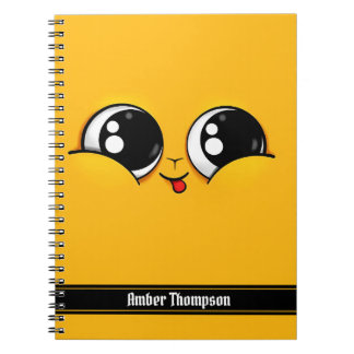 Cute Face Yellow Mewing Emoji  Notebook