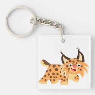 Cute Facetious Cartoon Bobcat Acrylic Keychain