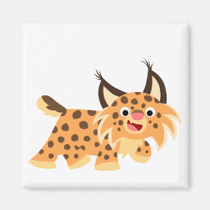 Cute Facetious Cartoon Bobcat Magnet