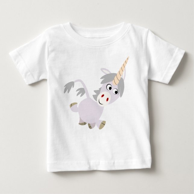 Cute Facetious Cartoon Unicorn Baby T-Shirt (Front)