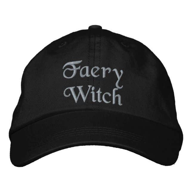 Cute Faery Witch Enchanted Purple Black Fairy Embroidered Hat (Front)