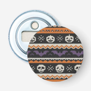 Cute, fair isle/colorwork Halloween skull & bats Bottle Opener