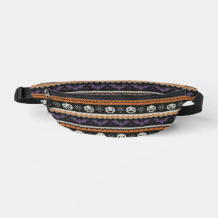 Cute, fair isle/colorwork Halloween skull & bats Bum Bags