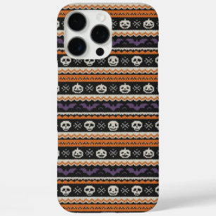 Cute, fair isle/colorwork Halloween skull & bats iPhone 16 Pro Max Case
