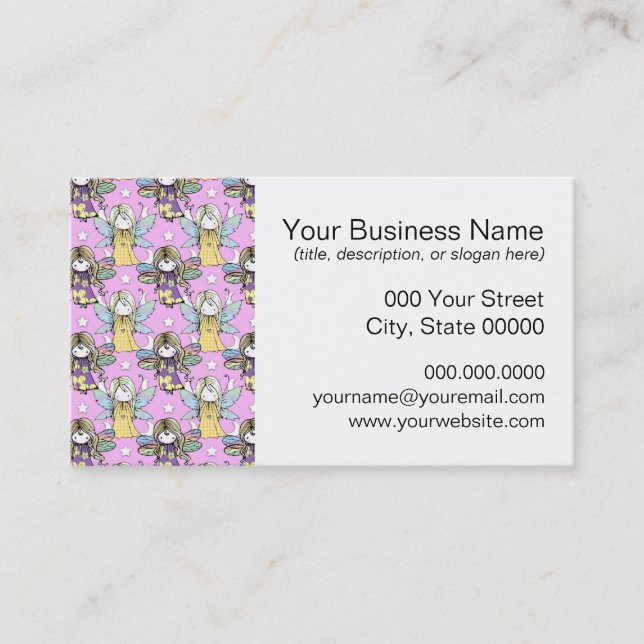 Cute Fairies and Stars and Moons Pattern Business Card (Front)