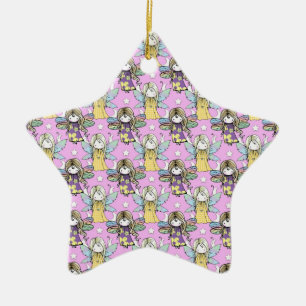 Cute Fairies and Stars and Moons Pattern Ceramic Tree Decoration