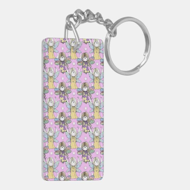 Cute Fairies and Stars and Moons Pattern Key Ring (Back Left)
