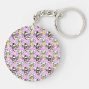 Cute Fairies and Stars and Moons Pattern Key Ring