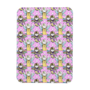 Cute Fairies and Stars and Moons Pattern Magnet