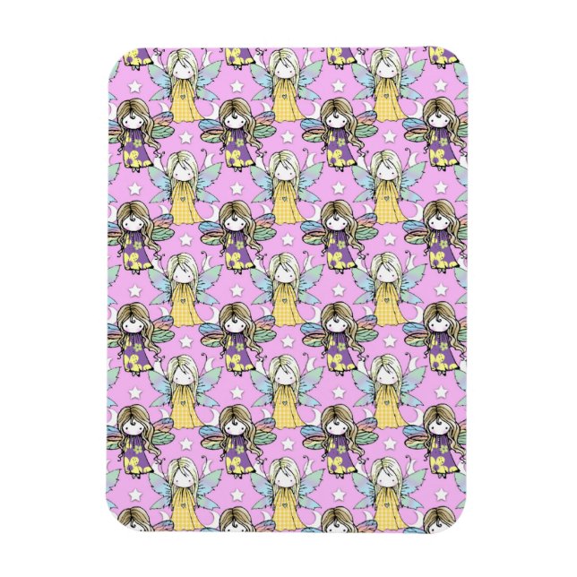 Cute Fairies and Stars and Moons Pattern Magnet (Vertical)