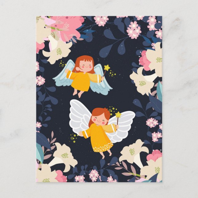 Cute Fairies Holiday Postcard (Front)