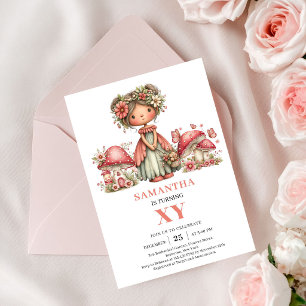 Cute Fairy 1st Birthday Blush Pink Floral Party Invitation