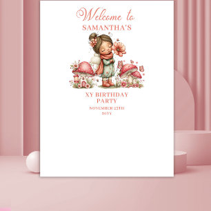 Cute Fairy 1st Birthday Pink Floral Backdrop Tapestry