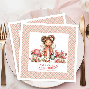 Cute Fairy 1st Birthday Whimsical Pink Paper Napkin