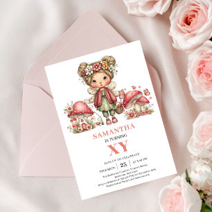 Cute Fairy 2nd Birthday Blush Pink Floral Invite