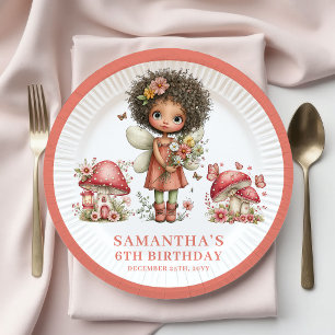 Cute Fairy 2nd Birthday Blush Pink Flowers Paper Plate