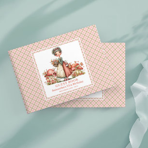 Cute Fairy 5th Birthday Pink Mushroom Guest Book