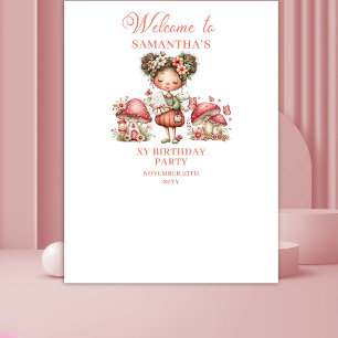 Cute Fairy 8th Birthday Floral Banner Tapestry