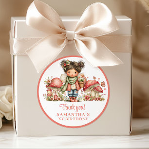 Cute Fairy 8th Birthday Floral Thank You Labels