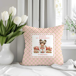 Cute Fairy 8th Birthday Floral Throw Pillow