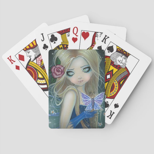 Cute Fairy and Butterfly Fantasy Art Playing Cards (Back)