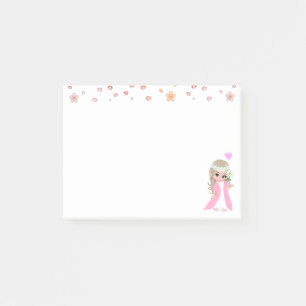Cute Fairy and Flowers on White Post-it Notes