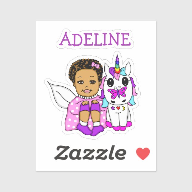 Cute Fairy and her Unicorn Personalised Name (Sheet)