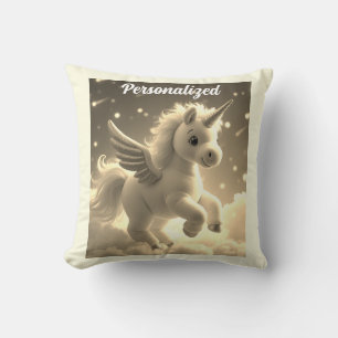 Cute Fairy Baby Unicorn cream Sparkling Fantasy Cushion