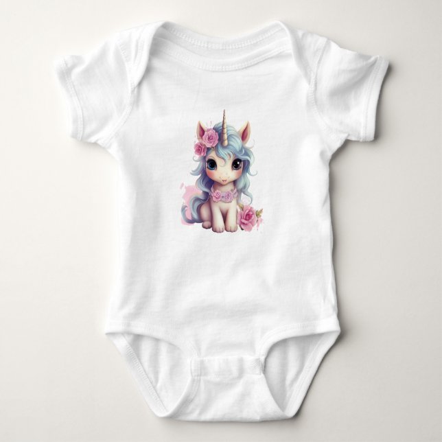 Cute Fairy Baby Unicorn Sparkling Fantasy Baby Bodysuit (Front)