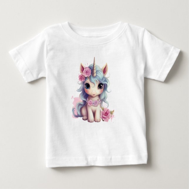Cute Fairy Baby Unicorn Sparkling Fantasy Baby T-Shirt (Front)