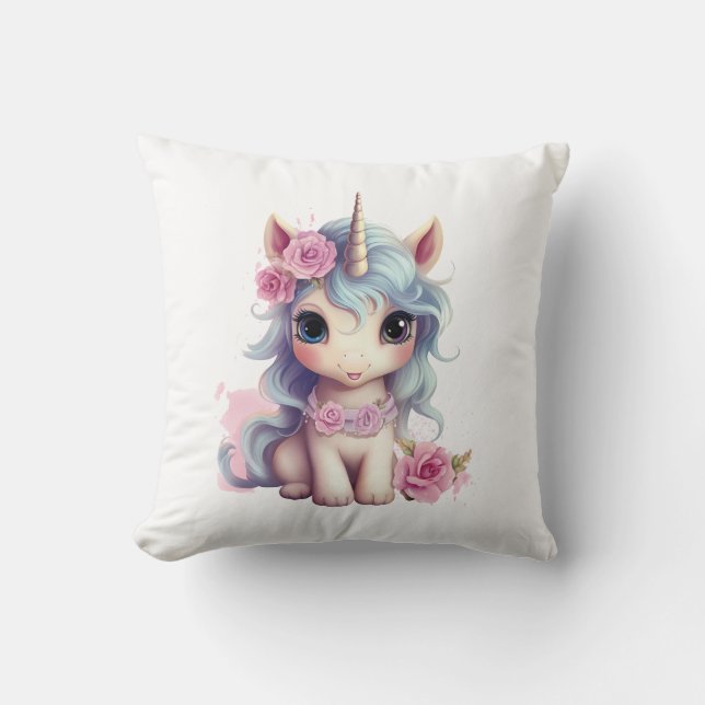 Cute Fairy Baby Unicorn Sparkling Fantasy Cushion (Front)