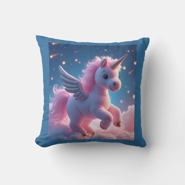 Cute Fairy Baby Unicorn Sparkling Fantasy Throw Pi Cushion (Front)