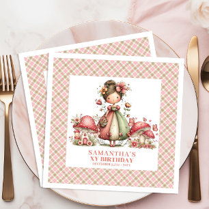 Cute Fairy Birthday Pink Garden Floral Party Napkin